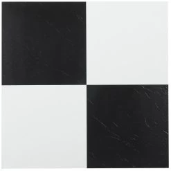 Achim Sterling Black And White 12-in X 12-in Water Resistant Peel And Stick Vinyl Tile Flooring (45-sq Ft)