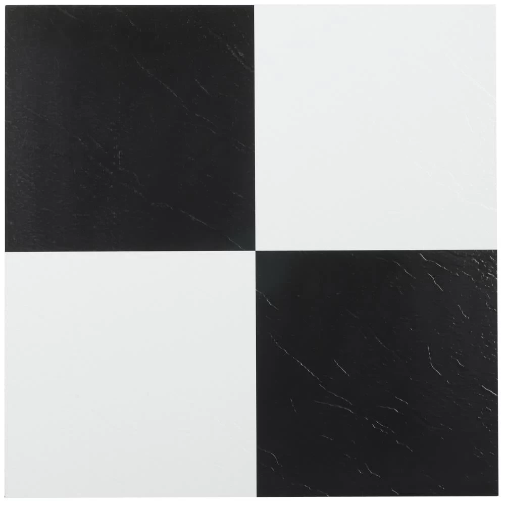 Achim Sterling Black and White 12-in x 12-in Water Resistant Peel and Stick Vinyl Tile Flooring (45-sq ft) Achim Sterling Black And White 12-in X 12-in Water Resistant Peel And Stick Vinyl Tile Flooring (45-sq Ft) -Carpet And Flooring Stores