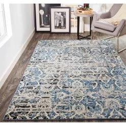 Feizy Rugs Ainsley 4'3" X 6'3" Blue And Ivory Area Rug -Carpet And Flooring Stores 3860972 2