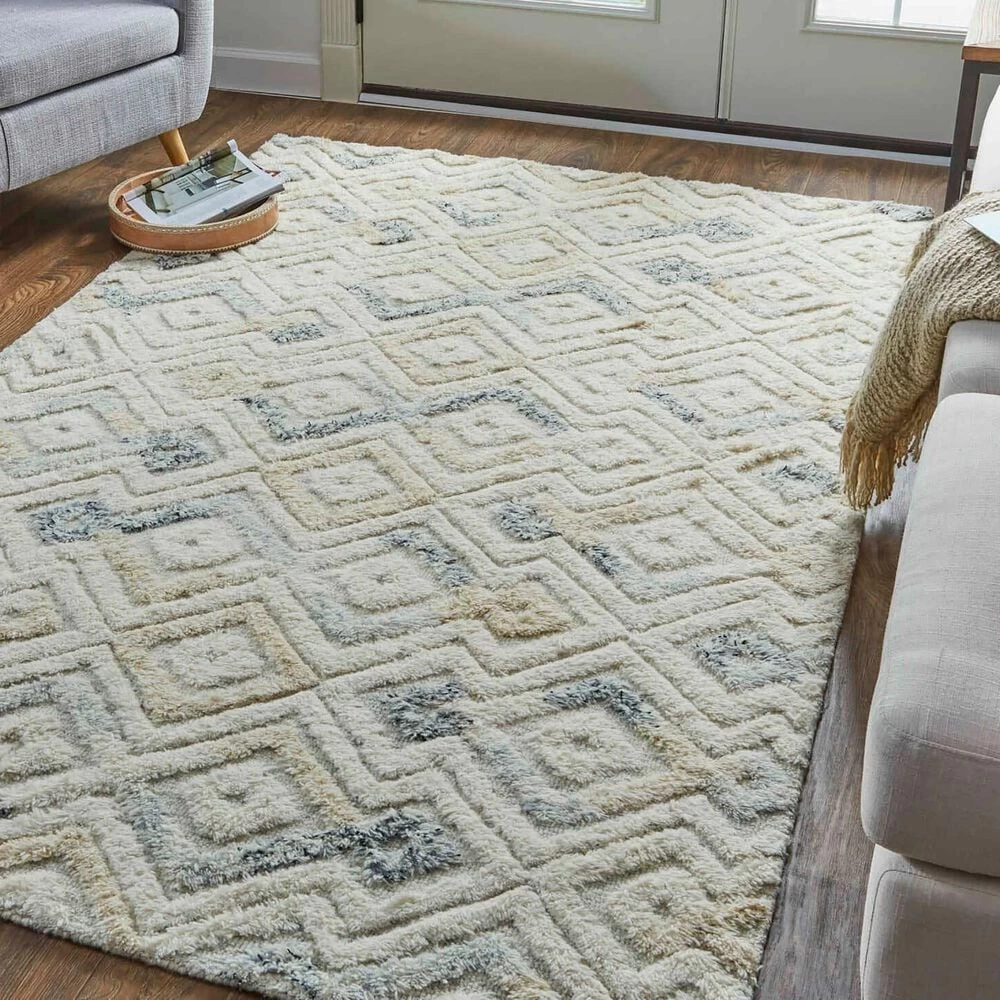 Feizy Rugs Anica 4' x 6' Ivory and Blue Area Rug Feizy Rugs Anica 4' X 6' Ivory And Blue Area Rug -Carpet And Flooring Stores 4885903 2