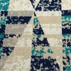 Kaleen Rugs Ostinata 2'2" X 7'6" Blue, Teal, Ivory, Navy And Sand Indoor/Outdoor Runner -Carpet And Flooring Stores 5166915 5