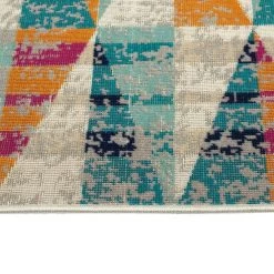 Kaleen Rugs Ostinata 2'2" X 7'6" Blue, Orange, Pink, Ivory And Grey Indoor/Outdoor Runner -Carpet And Flooring Stores 5166972 4