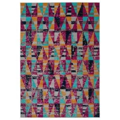 Kaleen Rugs Ostinata 5'3" X 7'3" Pink, Grey, Blue, Orange And Black Indoor/Outdoor Area Rug