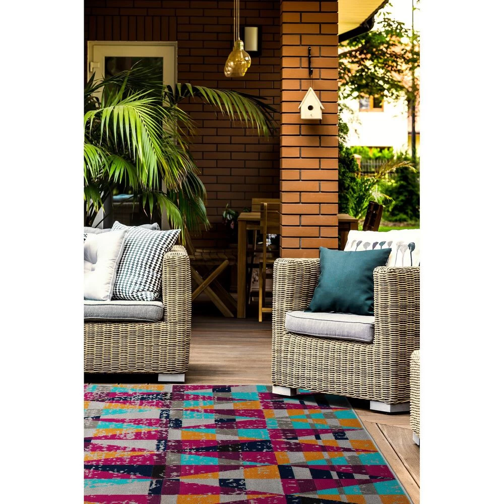 Kaleen Rugs Ostinata 9' x 12' Pink, Grey, Blue, Orange and Black Indoor/Outdoor Area Rug Kaleen Rugs Ostinata 9' X 12' Pink, Grey, Blue, Orange And Black Indoor/Outdoor Area Rug -Carpet And Flooring Stores 5167087 2
