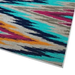 Kaleen Rugs Ostinata 2'2" X 7'6" Pink, Turquoise, Orange, Navy, Plum And Grey Indoor/Outdoor Runner -Carpet And Flooring Stores 5167277 2