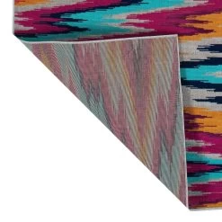 Kaleen Rugs Ostinata 2'2" X 7'6" Pink, Turquoise, Orange, Navy, Plum And Grey Indoor/Outdoor Runner -Carpet And Flooring Stores 5167277 3
