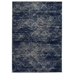 Kaleen Rugs Ostinata 2'2" X 7'6" Navy, Grey And Silver Indoor/Outdoor Runner