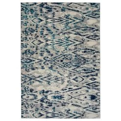 Kaleen Rugs Ostinata 2'2" X 7'6" Grey, Silver, Teal And Navy Indoor/Outdoor Runner