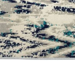 Kaleen Rugs Ostinata 2'2" X 7'6" Grey, Silver, Teal And Navy Indoor/Outdoor Runner -Carpet And Flooring Stores 5167822 4