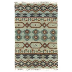 Kaleen Rugs Kaleen Rugs Alejandra 2'6" X 8' Mint, Terracotta, Turquoise, Navy, Natural And Spa Runner