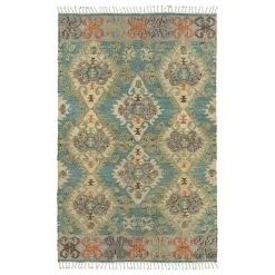 Kaleen Rugs Kaleen Rugs Alejandra 2'6" X 8' Blue, Natural, Grey, Green, Orange And Lilac Runner