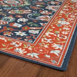 Kaleen Rugs Sunice 2'2" X 8' Tangerine, Navy, Ivory, Lime Green And Light Blue Runner 1 Kaleen Rugs Sunice 2'2" X 8' Tangerine, Navy, Ivory, Lime Green And Light Blue Runner -Carpet And Flooring Stores 5204401 2