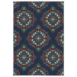Kaleen Rugs Sunice 1'9" X 3' Navy, Tangerine, Lime Green, Ivory And Light Blue Area Rug
