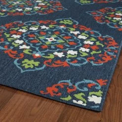 Kaleen Rugs Sunice 2'2" X 8' Navy, Tangerine, Lime Green, Ivory And Light Blue Runner -Carpet And Flooring Stores 5204526 2