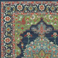 Kaleen Rugs Sunice 2'2" X 8' Lime Green, Navy, Tangerine, Light Blue And Ivory Runner -Carpet And Flooring Stores 5204583 5