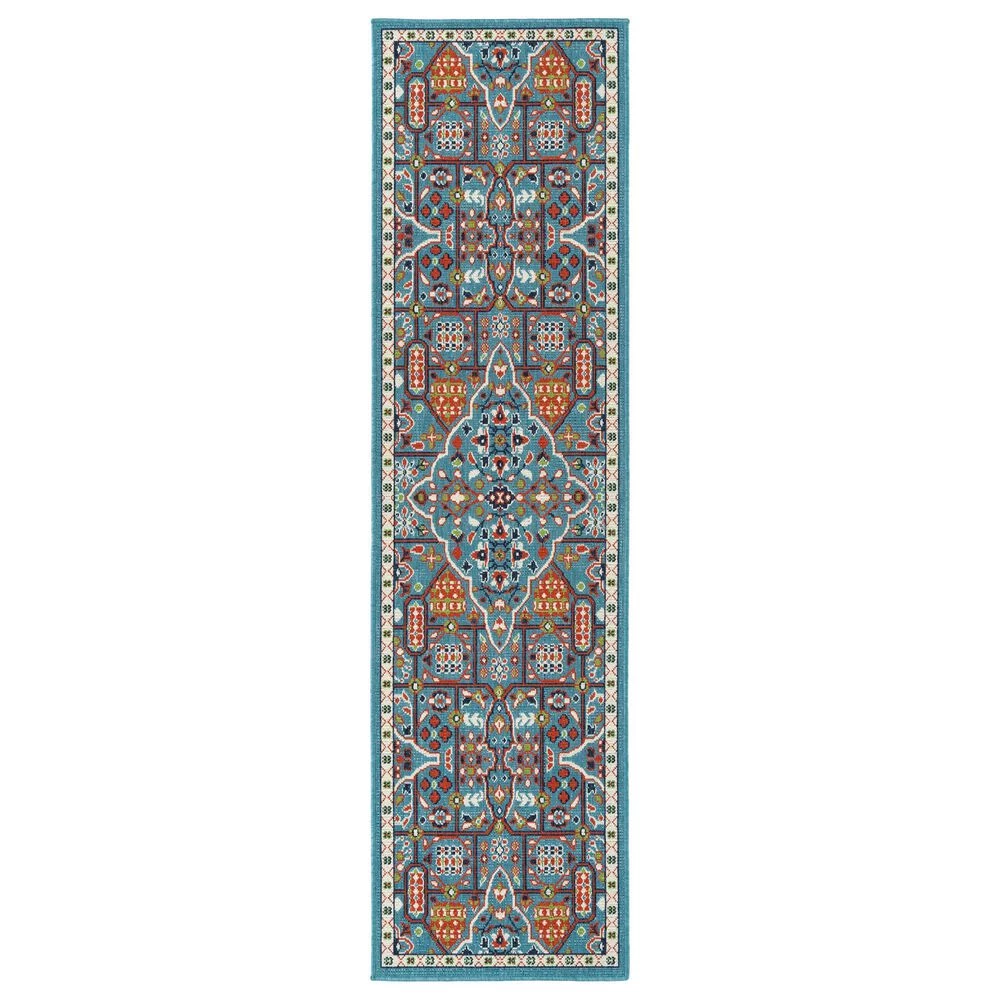 Kaleen Rugs Sunice 2'2" x 8' Light Blue, Tangerine, Lime Green, Navy and Ivory Runner Kaleen Rugs Sunice 2'2" X 8' Light Blue, Tangerine, Lime Green, Navy And Ivory Runner -Carpet And Flooring Stores 5204708 1