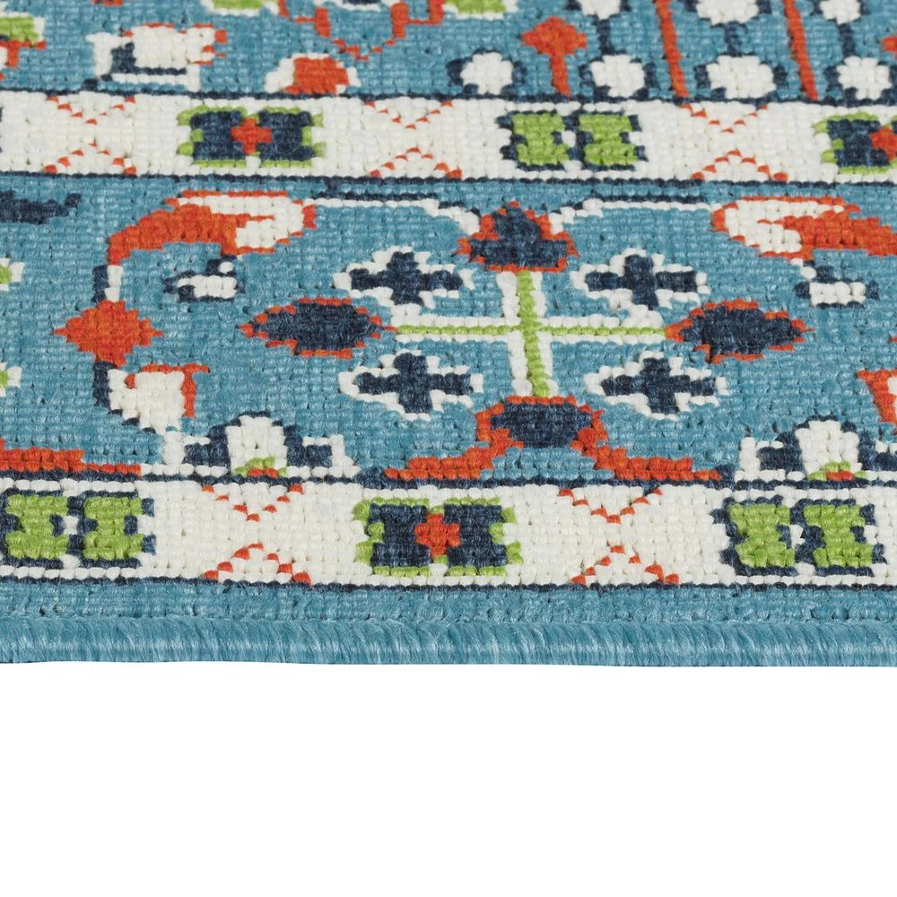 Kaleen Rugs Sunice 2'2" x 8' Light Blue, Tangerine, Lime Green, Navy and Ivory Runner Kaleen Rugs Sunice 2'2" X 8' Light Blue, Tangerine, Lime Green, Navy And Ivory Runner -Carpet And Flooring Stores 5204708 4