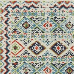 Kaleen Rugs Sunice 2'2" X 8' Ivory, Navy, Light Blue, Tangerine And Lime Green Runner -Carpet And Flooring Stores 5204823 5