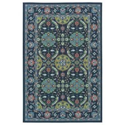 Kaleen Rugs Sunice 1'9" X 3' Navy, Light Blue, Lime Green, Ivory And Tangerine Area Rug