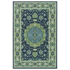 Kaleen Rugs Sunice 1'9" X 3' Navy, Lime Green, Ivory And Light Blue Area Rug