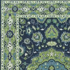 Kaleen Rugs Sunice 2'2" X 8' Navy, Lime Green, Ivory And Light Blue Runner -Carpet And Flooring Stores 5205242 5