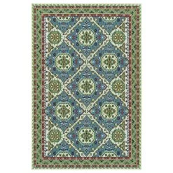 Kaleen Rugs Sunice 1'9" X 3' Light Blue, Lime Green, Tangerine And Ivory Area Rug