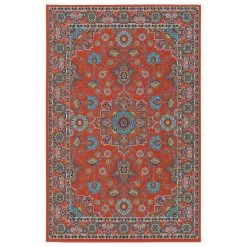 Kaleen Rugs Sunice 1'9" X 3' Tangerine, Light Blue, Navy, Ivory And Lime Green Area Rug