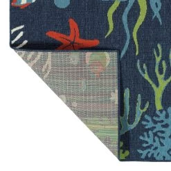 Kaleen Rugs Amalie 1'9" X 3' Navy, Light Blue, Tangerine And Light Green Indoor/Outdoor Area Rug -Carpet And Flooring Stores 5206208 3