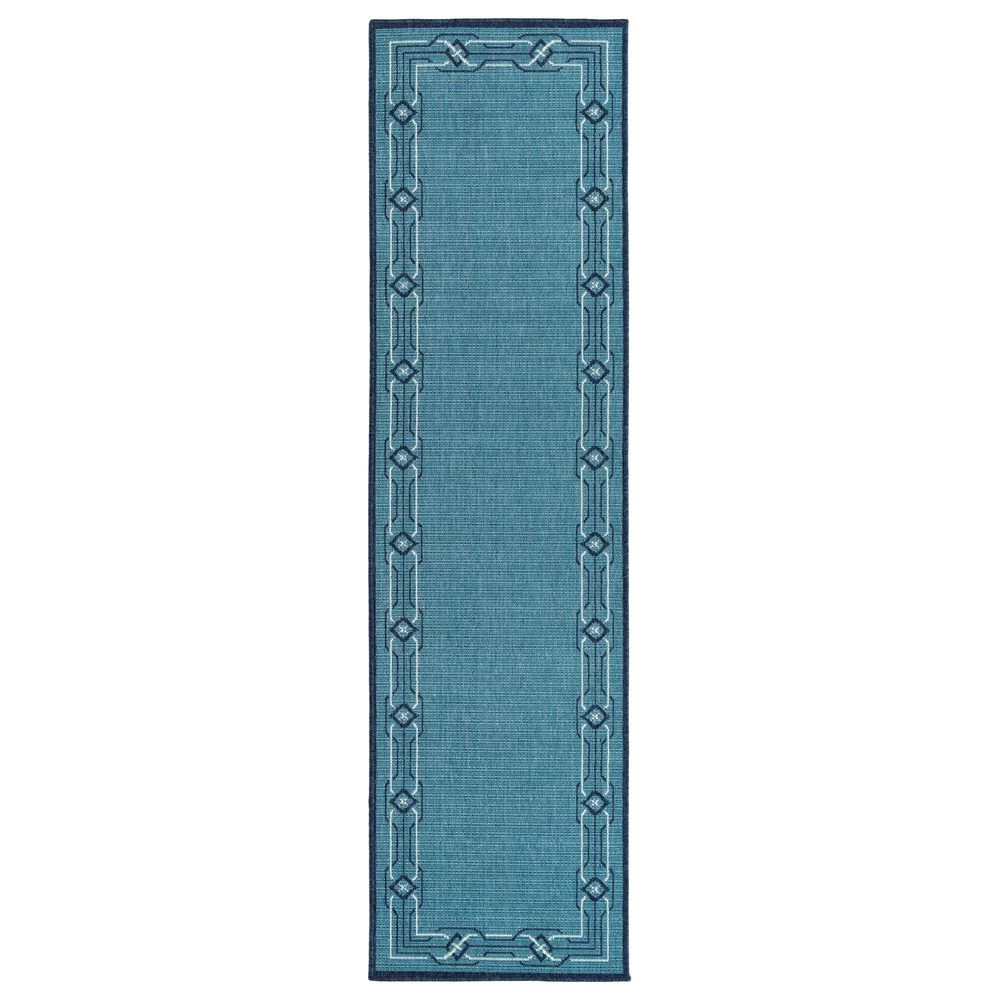 Kaleen Rugs Amalie 2'2" x 8' Light Blue, Navy and Ivory Indoor/Outdoor Runner Kaleen Rugs Amalie 2'2" X 8' Light Blue, Navy And Ivory Indoor/Outdoor Runner -Carpet And Flooring Stores 5206695 1