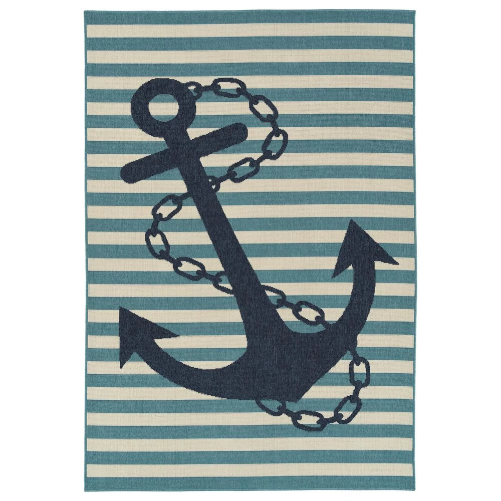 Kaleen Rugs Amalie Anchor 1'9" x 3' Light Blue, Navy and Ivory Indoor/Outdoor Area Rug Kaleen Rugs Amalie Anchor 1'9" X 3' Light Blue, Navy And Ivory Indoor/Outdoor Area Rug -Carpet And Flooring Stores 5207289 1