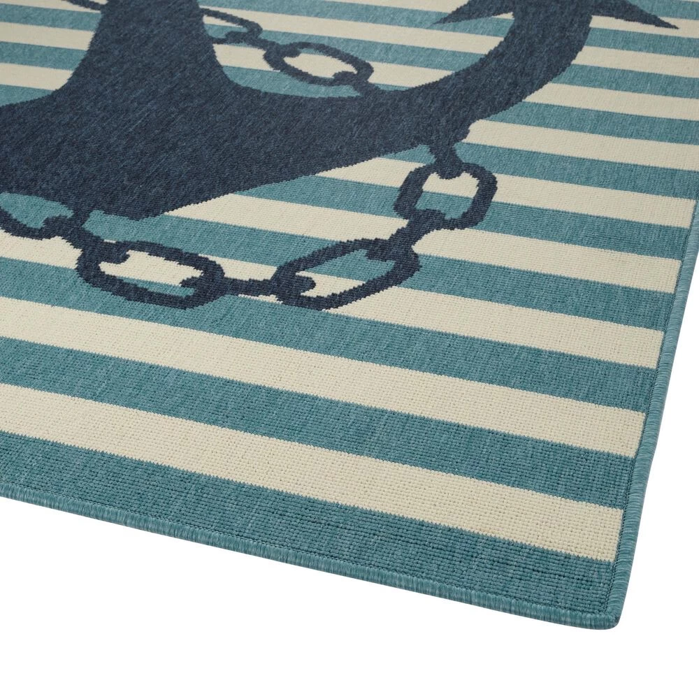 Kaleen Rugs Amalie Anchor 1'9" x 3' Light Blue, Navy and Ivory Indoor/Outdoor Area Rug Kaleen Rugs Amalie Anchor 1'9" X 3' Light Blue, Navy And Ivory Indoor/Outdoor Area Rug -Carpet And Flooring Stores 5207289 2