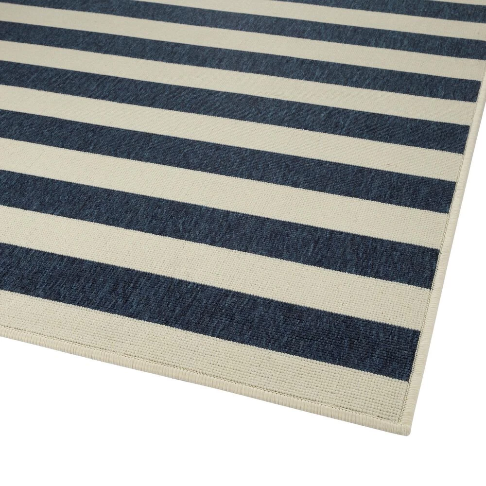 Kaleen Rugs Amalie Striped 2'2" x 8' Blue and Ivory Indoor/Outdoor Runner Kaleen Rugs Amalie Striped 2'2" X 8' Blue And Ivory Indoor/Outdoor Runner -Carpet And Flooring Stores 5207354 2