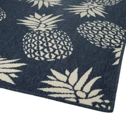 Kaleen Rugs Amalie Pineapple 2'2" X 8' Blue And Ivory Indoor/Outdoor Runner -Carpet And Flooring Stores 5207412 2
