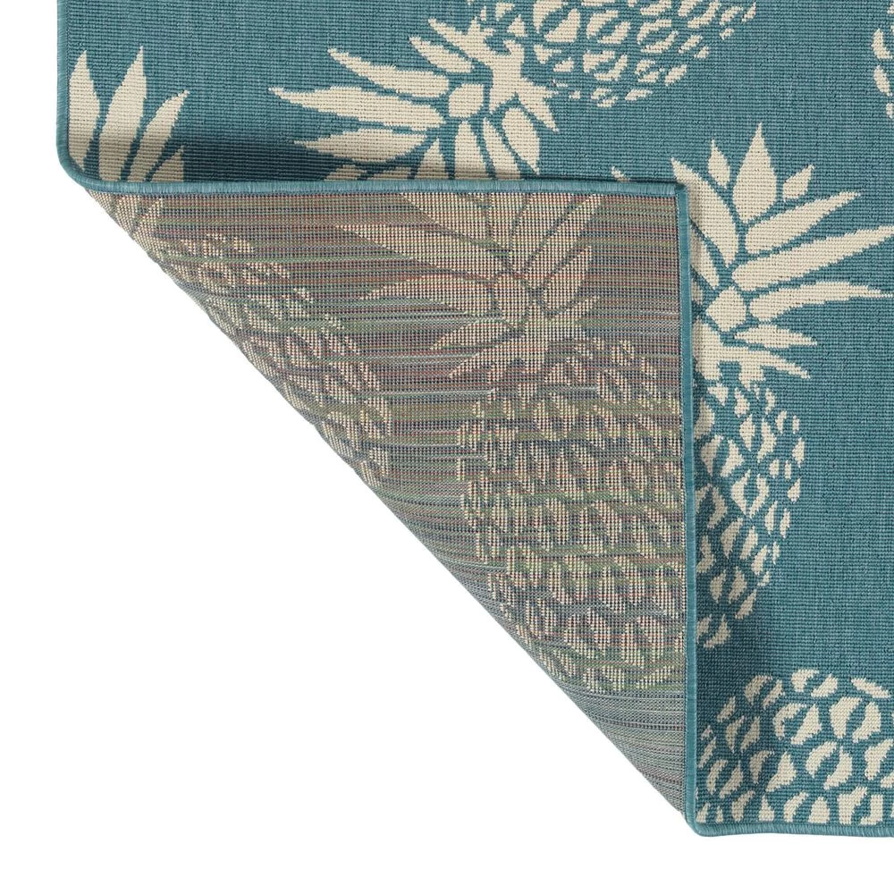 Kaleen Rugs Amalie Pineapple 2'2" x 8' Light Blue and Ivory Indoor/Outdoor Runner Kaleen Rugs Amalie Pineapple 2'2" X 8' Light Blue And Ivory Indoor/Outdoor Runner -Carpet And Flooring Stores 5207479 3