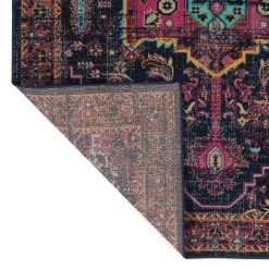 Kaleen Rugs Zumba Beach 2' X 3' Navy, Pink, Gold, Turquoise, Grey, Plum And Black Area Rug -Carpet And Flooring Stores 5208311 5