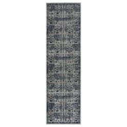 Kaleen Rugs Kaleen Rugs Zuma Beach 2'2" X 7'6" Blue, Grey And Silver Runner
