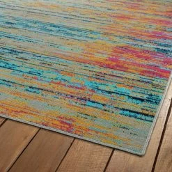 Kaleen Rugs Kaleen Rugs Zuma Beach 2'2" X 7'6" Turquoise, Navy, Gold, Pink And Grey Indoor/Outdoor Runner -Carpet And Flooring Stores 5208816 3