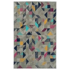 Kaleen Rugs Kaleen Rugs Zumba Beach 2' X 3' Grey, Silver, Navy, Gold, Turquoise, Pink And Plum Indoor/Outdoor Area Rug