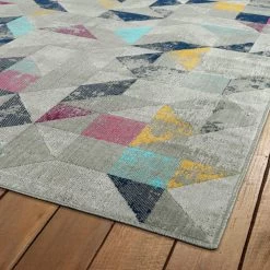 Kaleen Rugs Kaleen Rugs Zumba Beach 2' X 3' Grey, Silver, Navy, Gold, Turquoise, Pink And Plum Indoor/Outdoor Area Rug -Carpet And Flooring Stores 5208956 3