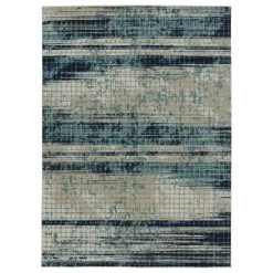Kaleen Rugs Kaleen Rugs Zuma Beach Abstract 2'2" X 7'6" Blue, Turquoise, Light Blue And Navy Indoor/Outdoor Runner