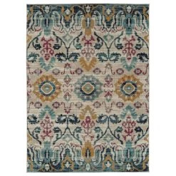 Kaleen Rugs Kaleen Rugs Zuma Beach 2'2" X 7'6" Grey, Turquoise, Navy, Pink And Orange Indoor/Outdoor Runner