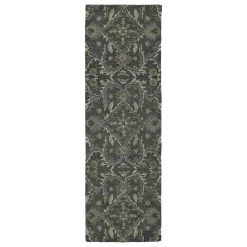 Kaleen Rugs Amaranta 2'6" X 8' Charcoal, Brown And Pewter Green Runner