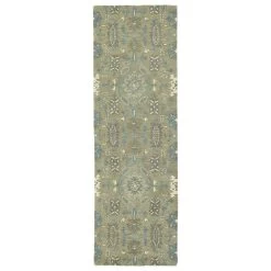 Kaleen Rugs Amaranta 2'6" X 8' Sage, Sky, Ivory And Grey Area Rug