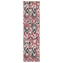 Kaleen Rugs Anther 2'2" X 7'10" Navy, Purple, Red, Pink, Ivory And Teal Indoor/Outdoor Runner