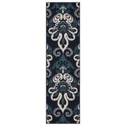 Kaleen Rugs Anther 2'2" X 7'10" Navy, Teal And Ivory Indoor/Outdoor Runner