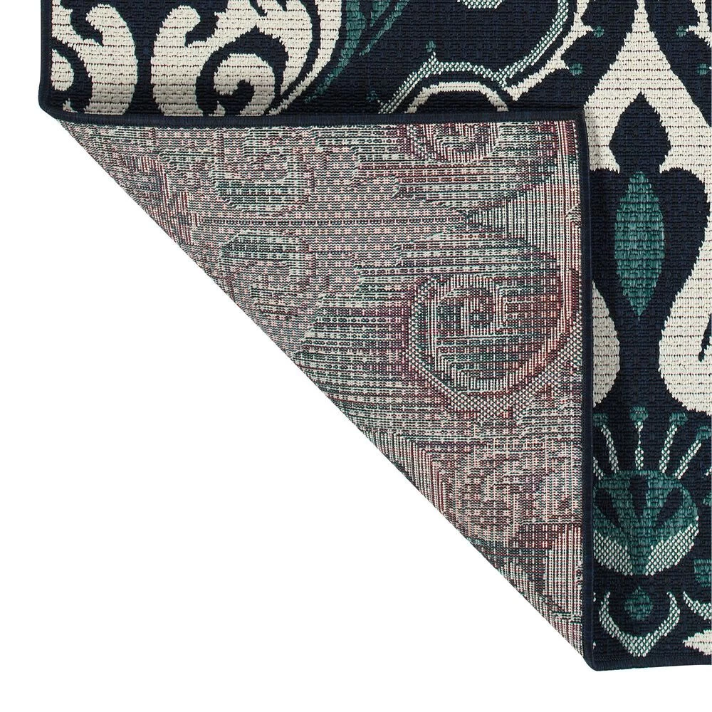 Kaleen Rugs Anther 2'2" x 7'10" Navy, Teal and Ivory Indoor/Outdoor Runner Kaleen Rugs Anther 2'2" X 7'10" Navy, Teal And Ivory Indoor/Outdoor Runner -Carpet And Flooring Stores 5488608 3