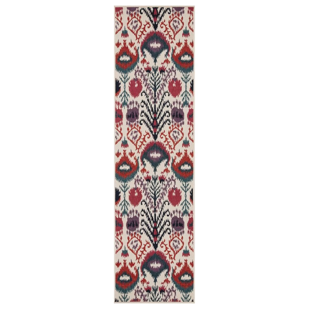 Kaleen Rugs Anther 2'2" x 7'10" Ivory, Red, Purple, Navy and Teal Indoor/Outdoor Runner Kaleen Rugs Anther 2'2" X 7'10" Ivory, Red, Purple, Navy And Teal Indoor/Outdoor Runner -Carpet And Flooring Stores 5488673 1