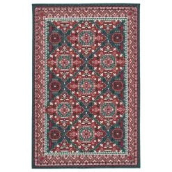 Kaleen Rugs Anther 1'11" X 3'7" Red, Teal, Pink, Ivory And Navy Area Rug