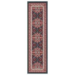 Kaleen Rugs Anther 2'2" X 7'10" Red, Teal, Pink, Ivory And Navy Runner