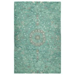 Kaleen Rugs Chancellor 9' X 12' Turquoise, Cadet Blue, Grey, Linen And Charcoal Area Rug
